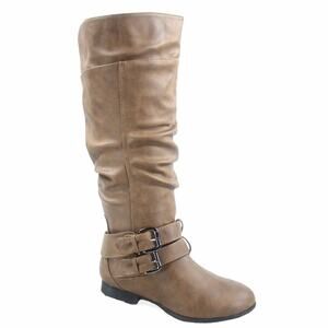TOP MODA COCO-20 ROUND TOE LOW HEEL KNEE HIGH ZIPPER BOOT SHOES